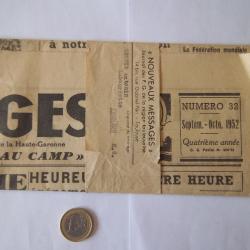 document journal des prisonniers de guerre région Toulousaine 1952 Haute Garonne