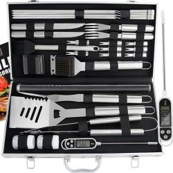 Kit d'Accessoires 28Pcs Ensemble d'Accessoires de Barbecue Tout-En-Un en Plein Air