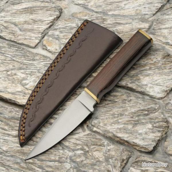 Couteau Puukko Rite Edge Ursa Skinning Drop Point Lame Acier Inox Manche Bois Etui Cuir PA203518