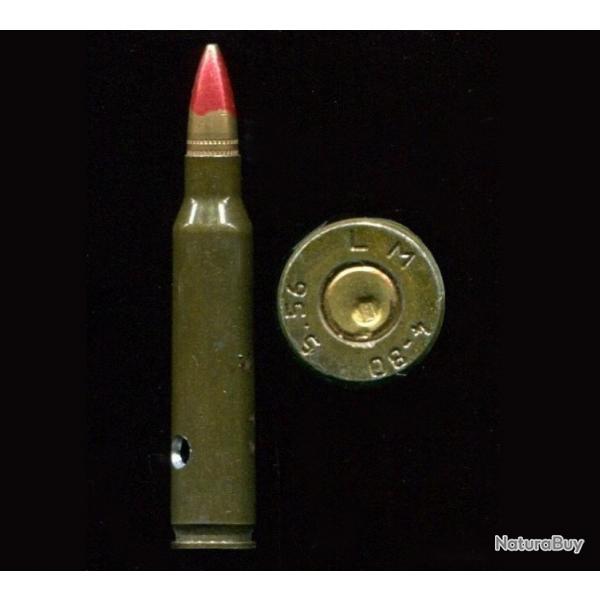 5.56 x 45 - 223 NATO - France - Tracante pointe rouge - tui acier laqu vert - cartoucherie du Mans