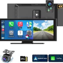 Ecran Carplay Auto 9.3" 1080P Caméra de Recul Dashcam Stéréo de Voiture IPS Écran Tactile avec Navig