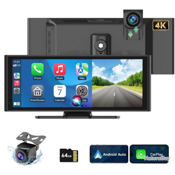 Ecran Carplay Auto 9.3" 1080P Camra de Recul Dashcam Stro de Voiture IPS cran Tactile avec Navig