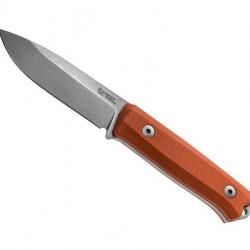 BEL1969 POIGNARD LIONSTEEL "B40" LAME 10CM ACIER SLEIPNER STONEWASHED  MANCHE G10 ORANGE + ETUI NEUF