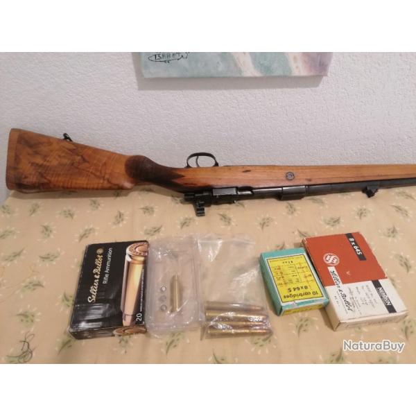 Carabine Mauser 98 calibre 8x64S a verrou 5 balles en chambre