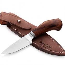 BEL1980 POIGNARD LIONSTEEL "WILLY" LAME 6.5CM ACIER BOHLER MANCHE BOIS DE SANTOS + ETUI CUIR NEUF