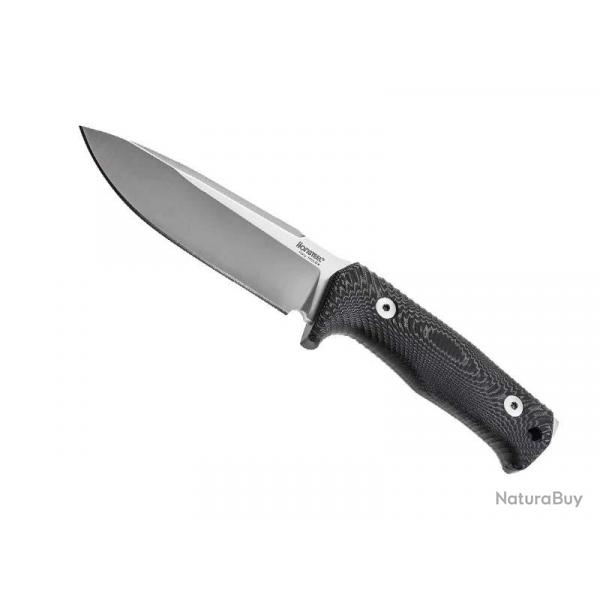 BEL1984 POIGNARD LIONSTEEL "T5" LAME 13CM ACIER NIOLOX MANCHE SOLID MICARTA GRIS/NOIR + ETUI NEUF