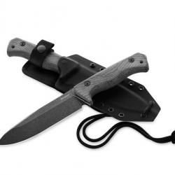 BEL1990 POIGNARD LIONSTEEL "T6" LAME 15CM ACIER BLACKWASH MANCHE MICARTA NOIR + ETUI KYDEX NEUF