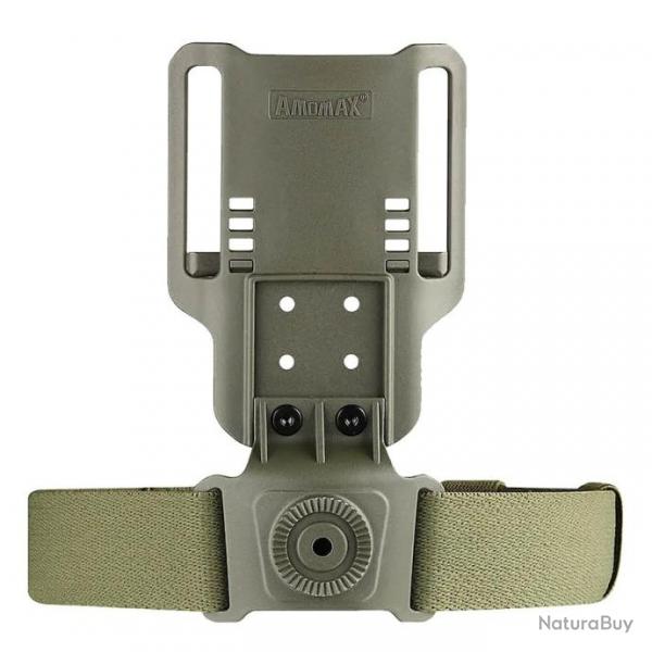 Plaque de cuisse ajustable AMOMAX pour holster rigide airsoft - Accessoire tactique OD vert