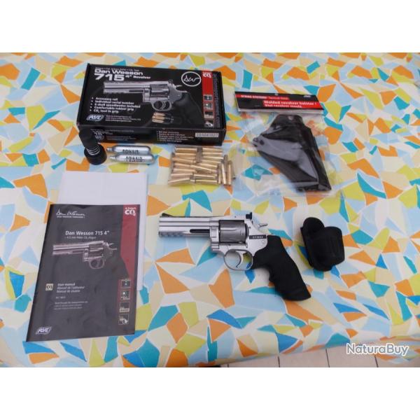 Revolver ASG . Dan Wesson 715 - 4" ,4,5 mm , Plomb Diabolo , CO2 , NEUF , + Accessoires NEUFS .