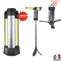 Lampe baladeuse rechargeable éclairage led COB magnétique atelier sur trépieds