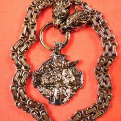 PENDENTIF + CHAÎNE EN ACIER INOX ARGENTE 61cm POUR CADEAU OU COLLECTION D'OBJETS VIKING DIVERS