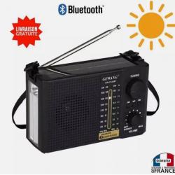 Poste radio avec FM AM SW Bluetooth lecteur Usb SD style rétro vintage Solaire