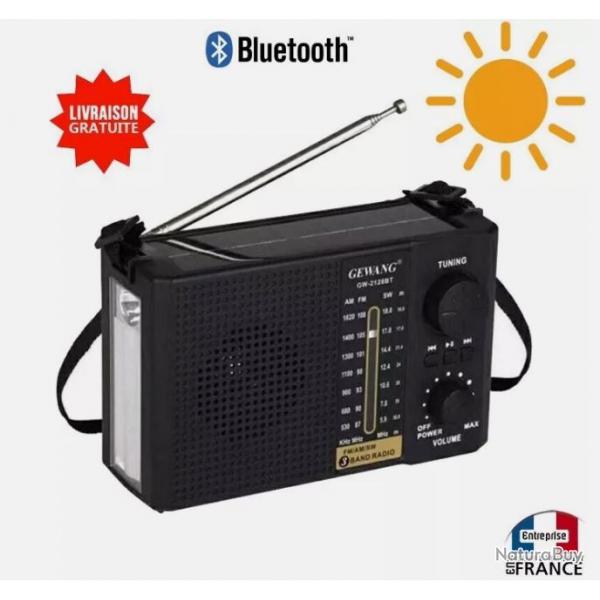 Poste radio avec FM AM SW Bluetooth lecteur Usb SD style rtro vintage Solaire