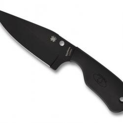 BEL1996 COUTEAU DE COU SPYDERCO "SUBWAY BOWIE" LAME 7CM ACIER NOIR PROFIL SABRE MANCHE NOIR NEUF