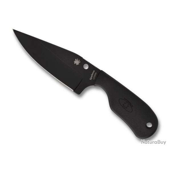 BEL1996 COUTEAU DE COU SPYDERCO "SUBWAY BOWIE" LAME 7CM ACIER NOIR PROFIL SABRE MANCHE NOIR NEUF