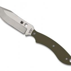 BEL1997 POIGNARD SPYDERCO "STOK BOWIE" LAME 7.5CM ACIER MANCHE G10 VERT + ETUI BOLTARON NEUF