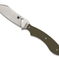 BEL1999 POIGNARD SPYDERCO "STOK" LAME DROP POINT 7.5CM ACIER MANCHE G10 VERT + ETUI BOLTARON NEUF