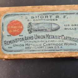 Boîte ancienne complète de 50 cartouches 38 RF Remington, poudre noire