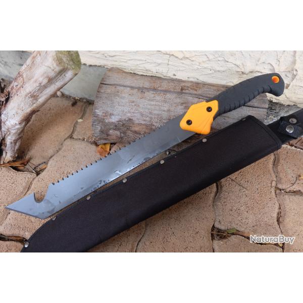 Poignard Couteau Machette Tanto Scie Survie Trekking Lame Acier 3Cr13 Etui Nylon Guide De Brousse 01