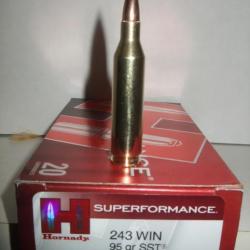 UNE !!!  Belle Cartouche cal. 243 Winchester balle " SST Ornady  "