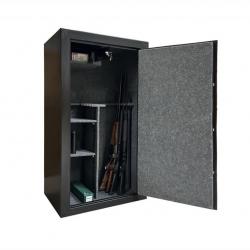 Coffre fort Elite pour 16 armes avec lunette moquette grise avec coffre intérieur - étagères - serru