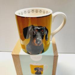 Mug tasse TECKEL 280ml  porcelaine fine idée cadeau chasse