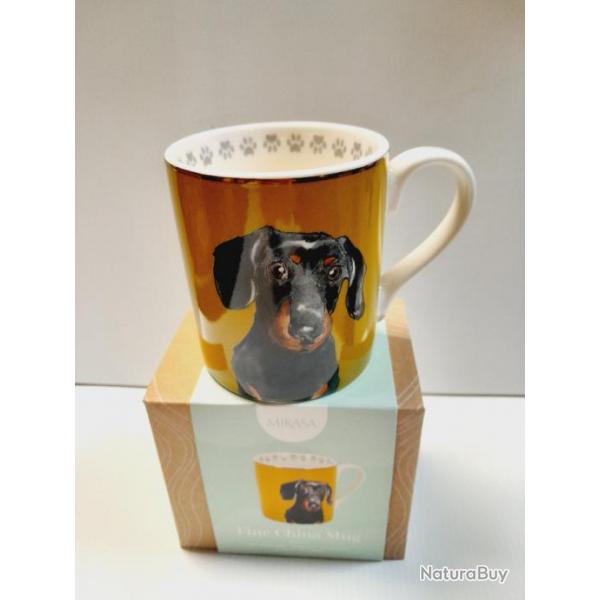 Mug tasse TECKEL 280ml  porcelaine fine ide cadeau chasse