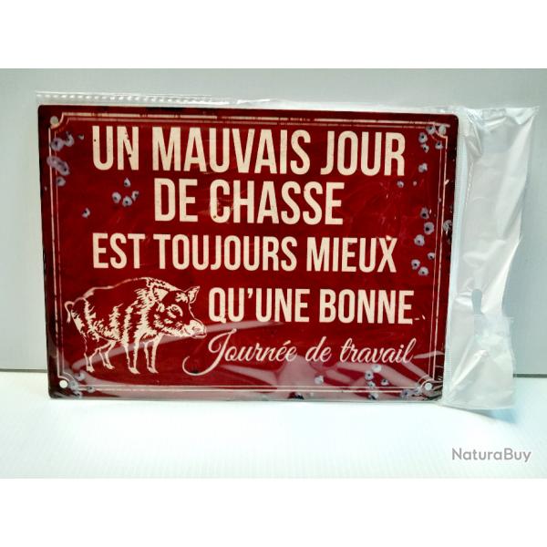 PLAQUE HUMORISTIQUE 21 X15 CM Ides cadeaux chasse