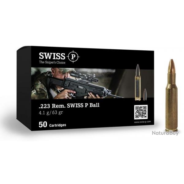 SWISS P .223REM 63GR 4.1G FMJ p ball SX SANS PLOMB BOITE 50 CAISSE M2A1 1000 units