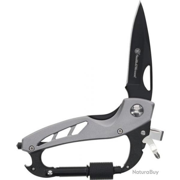 Couteau Mousqueton Smith & Wesson Multi-Tool Lame Acier Inox Manche Alu Liner Lock SWP1208868