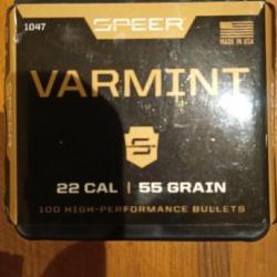 Ogives Speer VARMINT cal 224 55gr