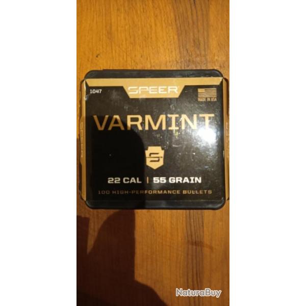 Ogives Speer VARMINT cal 224 55gr