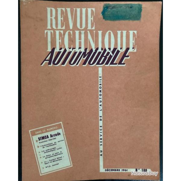 Revue Technique Automobile (RTA) numro 188 de 1961 SIMCA Aronde.