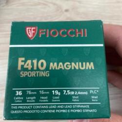 5 btes de 25 Cartouches fiocchi f410 Magnum 19gr plomb 7.5