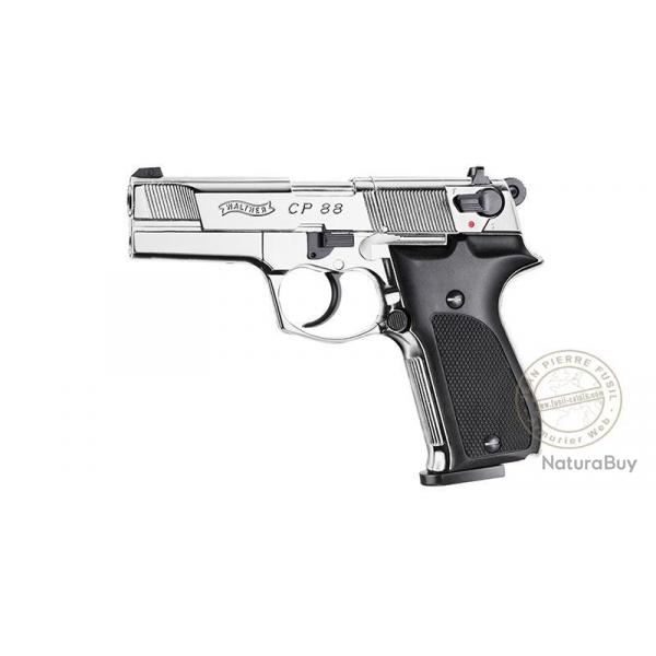 Pistolet  plomb CO2 4.5 mm WALTHER CP88 3,5'' (3,6 joules) Chrome