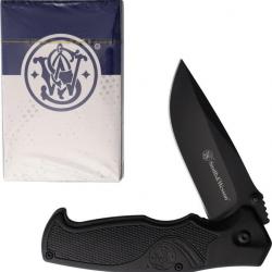 Couteau Smith & Wesson EDC Drop Point Lame Acier Inox Manche Aluminium Linerlock Clip SWP1208869