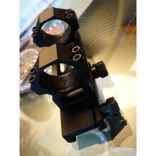 SUPPORT DE LUNETTE VISEE  POUR DIAMETRE 25MM PICATINNY 20MM