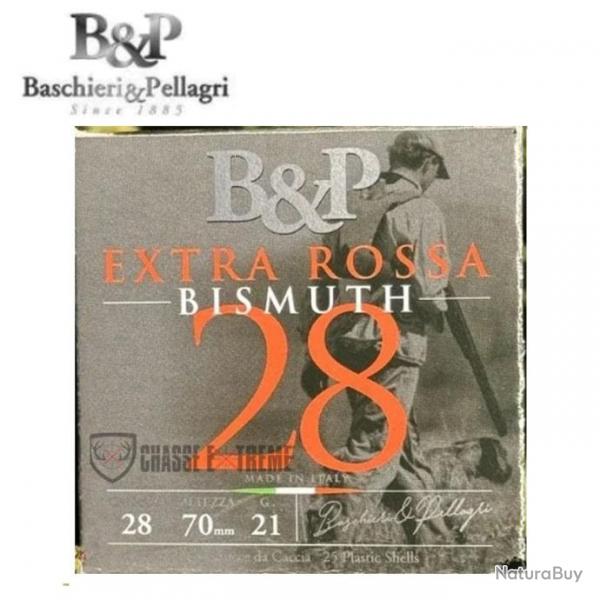 25 Munitions B&P Extra Rossa 28 Bismuth 21Gr Cal 28/70 Pb 4