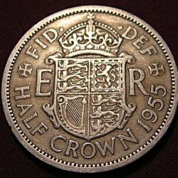 Angleterre piece de half crow 1955 Elizabeth II TTB