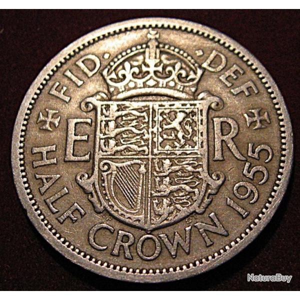 Angleterre piece de half crow 1955 Elizabeth II TTB