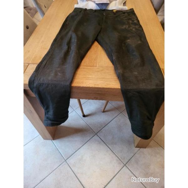 Pantalon cuir de buffle Verney Carron titan vert