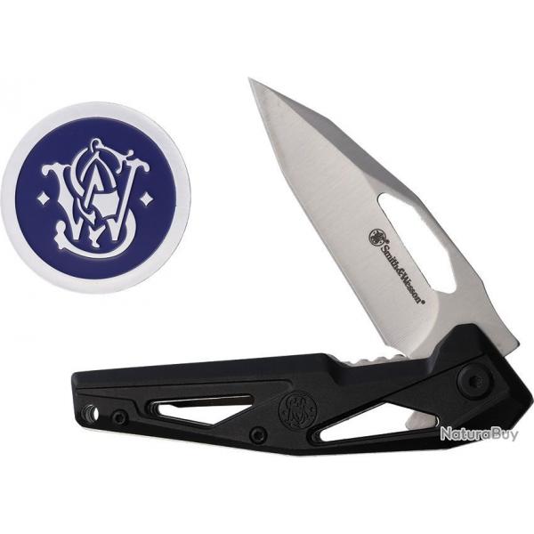 Couteau Smith&Wesson Drop Point Lame Acier Inox Manche Polymer Linerlock SWP1208867