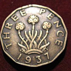 Angleterre piece de three pence 1937 Georges VI TTB