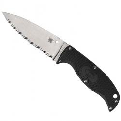 BEL2005 POIGNARD SPYDERCO "ENUFF 2" LAME 10CM ACIER A DENTS MANCHE NYLON/FIBRE + ETUI NYLON NEUF