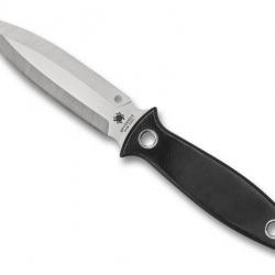 BEL2007 DAGUE SPYDERCO "NIGHTSTICK" LAME MONO TRANCHANT 9.5CM ACIER MANCHE G10 NOIR + ETUI NEUF