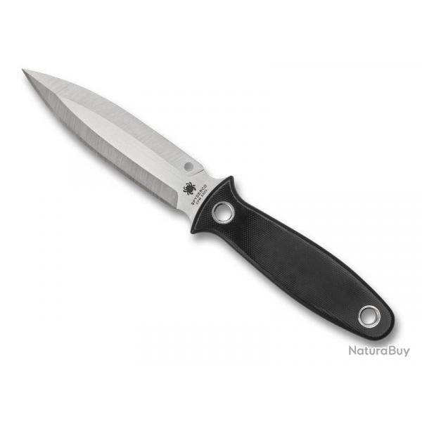 BEL2007 DAGUE SPYDERCO "NIGHTSTICK" LAME MONO TRANCHANT 9.5CM ACIER MANCHE G10 NOIR + ETUI NEUF