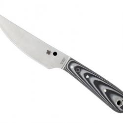 BEL2008 POIGNARD SPYDERCO "BOW RIVER" LAME 11CM ACIER PROFIL PLAT MANCHE G10 GRIS/NOIR + ETUI NEUF