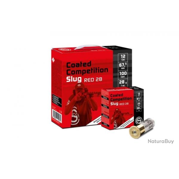 BALLE GECO COMPETITION SLUG RED CALIBRE 12 28 GRAMMES 1 carton de 100 cartouches