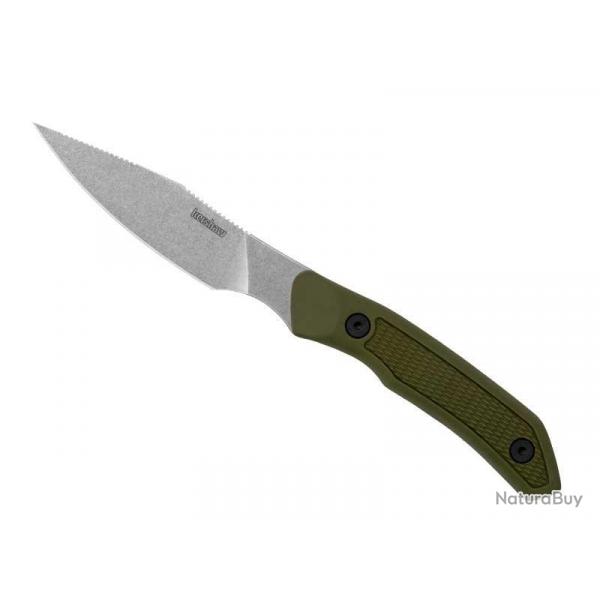 BEL2015 POIGNARD KERSHAW "DESCHUTES CAPER" LAME CLIP POINT 8.5CM STONEWASHED MANCHE VERT + ETUI NEUF