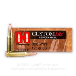 HORNADY CAL.308 WIN CUSTOM LITE REDUCED RECOIL 125GR SST